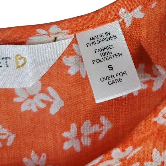 Victoria's Secret Floral Maxi Lounge Dress Orange White Small Short Sleeve VTG - Picture 6 of 6